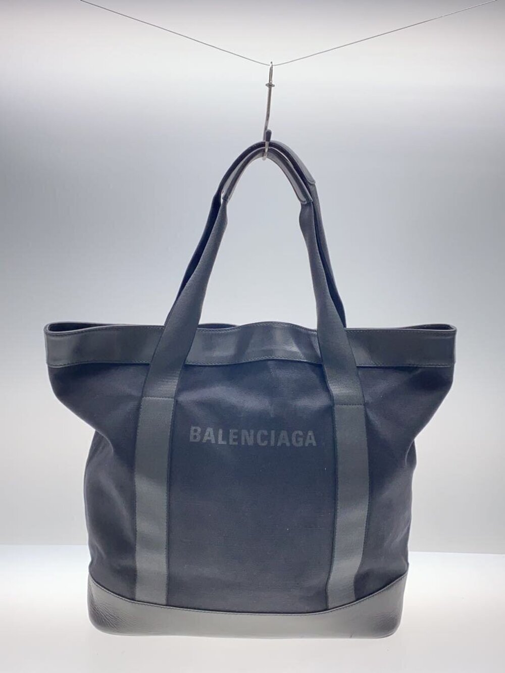 Balenciaga Logo Tote canvas leather Black